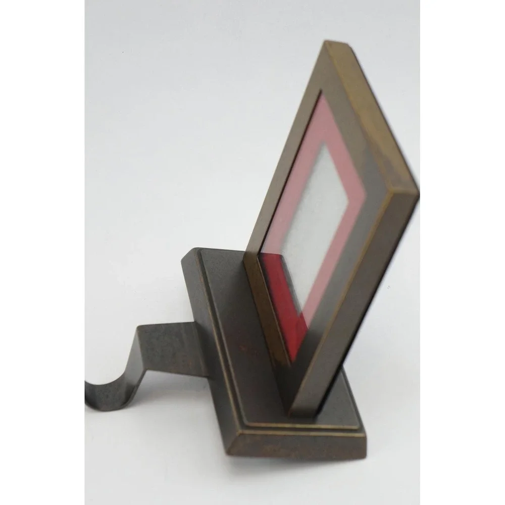 VGC W/ Box Pottery Barn Grosgrain Picture Frame Stocking‎ Holder Stand Long Hook